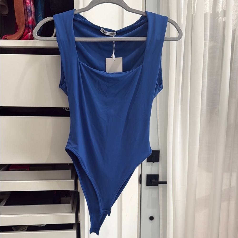 Blue Sleeveless Bodysuit